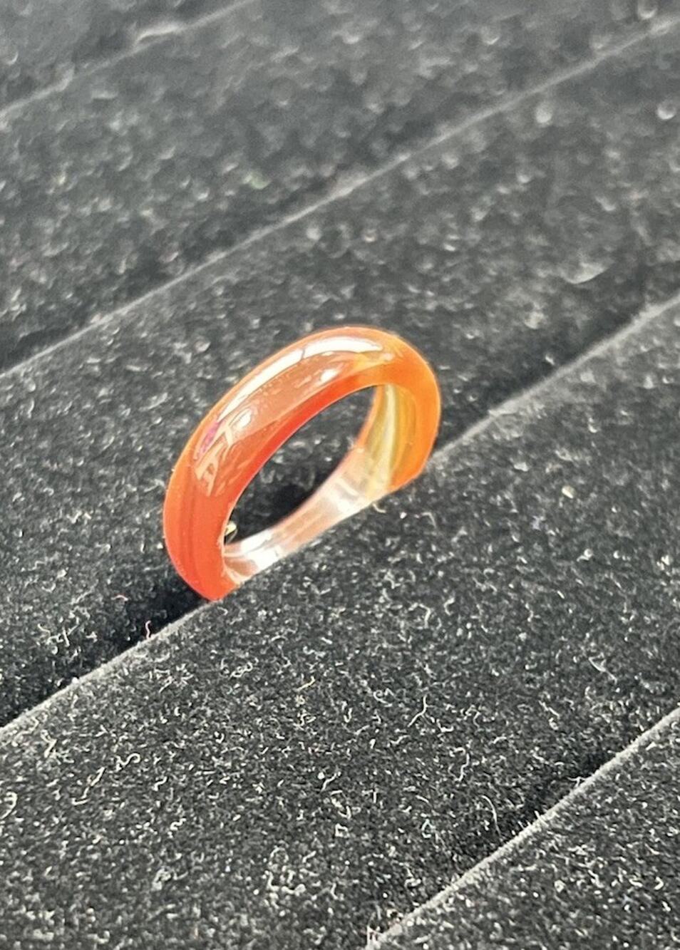 Vintage Style Translucent Orange Red Lucite Style Acrylic Stmt Ring Size 6.5